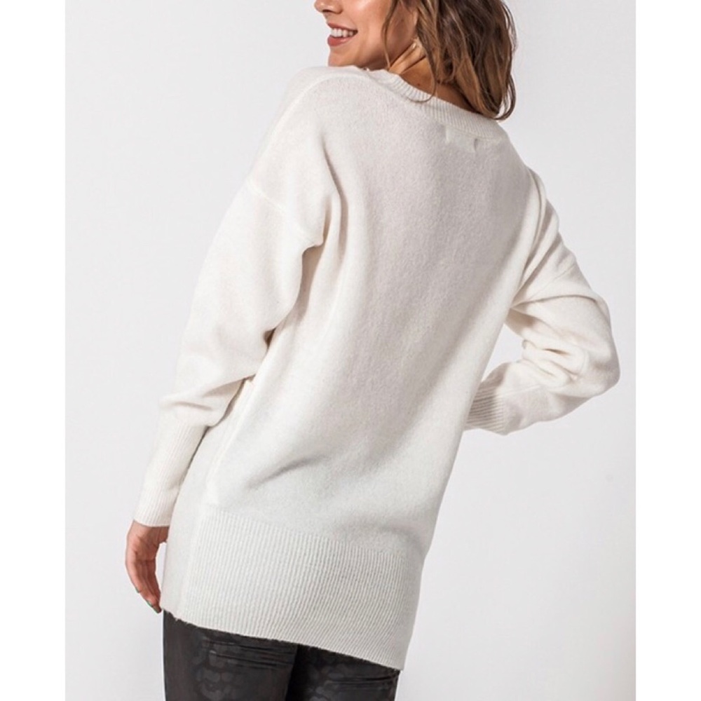 TEDDY Ultra Soft Surplice Sweater in IVORY - Picture 2 of 3